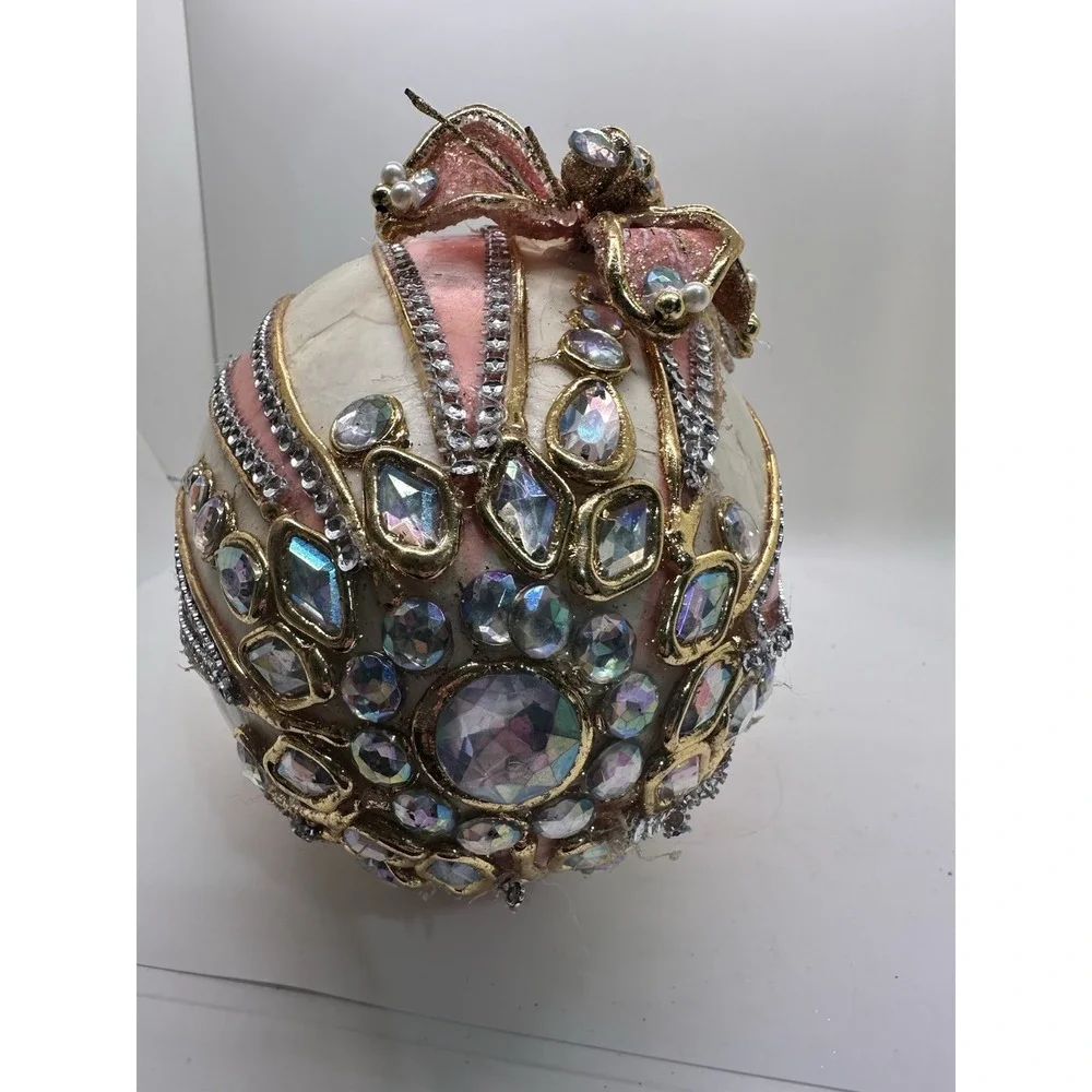 Capiz Easter Egg Pedestal Pier 1 Style Pink Gold Rhinestone‎ 12